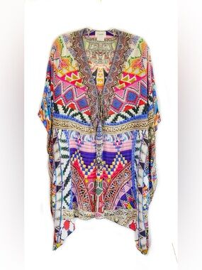 Colorful Silk Boho Kaftan Tunic by Camilla, OS